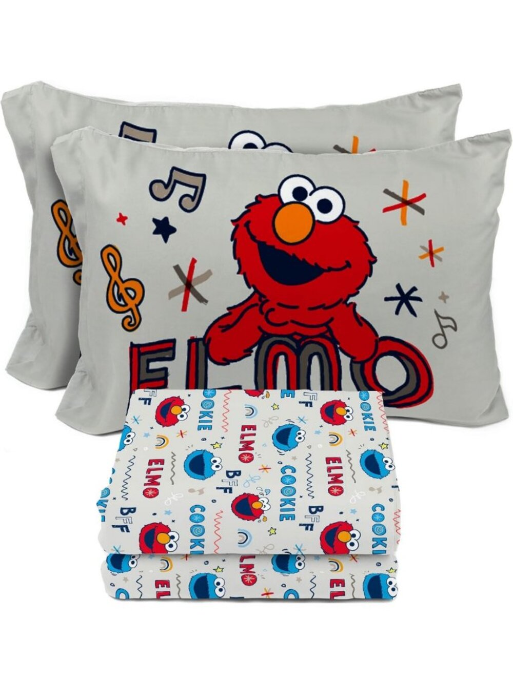 Sunny Side Up Kids Full Sheet Set - 4 Piece Bedding, Soft Microfiber, Elmo